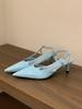 Sapatos de Salto Alto Femininos Pretos Brilhantes Estilo Francês Primavera Novos Stiletto com Design Único e Elegante de Bico Fino