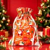 Bolsas de Regalo con Cordón de Halloween y Navidad de Venta Caliente Transfronterizas, Bolsas de Empaque con Cordón Navideño, Decoraciones Navideñas, Bolsas de Aluminio Láser