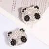 Panda de diamantes completos tridimensional de doble cara, cuentas sueltas de cuatro agujeros, para abalorios, DIY, llavero de teléfono móvil, cadena de collar, cadena de bolso, accesorios, venta al por mayor