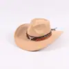 Sombrero Vaquero Occidental de Bloques de Color con Cinturón, Sombrero Transfronterizo de Amazon, Estilo Étnico Vintage Versátil Sombrero de Jazz, Bombín