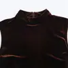 Comércio Exterior Transfronteiriço Outono 2025 Novo Estilo Europeu e Americano Moda Feminina Vestido Sexy de Renda e Veludo 8779