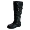 Botas de montar retro versátiles para mujer con doble hebilla para el día a día, nuevo estilo otoño e invierno 2026, adecuadas para combinar con faldas, de media pantorrilla, tacón grueso, botas que aumentan la altura