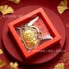 Pingente de Ovelha da Sorte para o Ano da Ovelha, Corrente para Celular com Folha de Ouro, Chaveiro de Bolsa, Enfeite de Carro com Fio Vermelho, Brinde Promocional