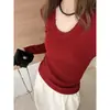 Ruo Xin Super Vendedor Otoño/Invierno Versátil Cuello en U Grande Top Delgado de Punto Capa Base