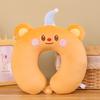 Oso de Mantequilla Protección Cervical para Coche de Larga Distancia Oso Lindo Almohada en Forma de U Dormitorio de Estudiantes Oficina Sedentaria Almohada para Siesta