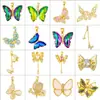 Moda Transfronteiriça Liga de Cobre Micro Diamante Zircônia Colorida Borboleta Pingente Acessórios DIY Acessórios de Colar Atacado