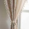 Cortinas Transfronterizas, Cortinas de Puerta Estilo Americano, Productos Terminados para Ventana Saliente de Sala de Estar y Dormitorio, Color Sólido Hueco Transmitente de Luz Retro, Productos Terminados de Fábrica al por Mayor