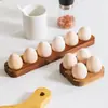 Prateleira Caixa de Armazenamento de Ovos de Madeira de Acácia Bandeja para Ovos de Pato Geladeira de Cozinha Prato Fabricante Armazenamento de Cozinha de Madeira Atacado