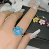 Anillo de Dedo para Mujer Versa Dulce de Chica Japonesa y Coreana Nuevo Color Pegamento Gotas Flor Anillo Pequeño Fresco Polvo Dulce Anillo de Dedo de Comida para Mujeres