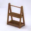 Prateleira de Armazenamento de Madeira Dupla Camada Simulada para Casa de Bonecas, Acessórios de Prateleira de Armazenamento Multicamadas em Miniatura para Cenas de Jardim de Fadas