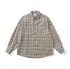 Yidao Vintage 2026 Outono Novo Japonês Retrô Design de Bolso Duplo com Patch Estilo Solto Preguiçoso Camisa de Manga Longa Xadrez