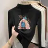 Nueva camiseta de forro polar de manga larga para otoño e invierno para niñas, capa interior cálida, diseño de dibujos animados, elegante para niños mayores, top de capa base para niños