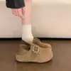 Sapatos Birkenstock femininos com sola grossa, salto embutido, totalmente fechados, novos para outono de 2026, mocassins slip-on, sapatos single Birkenstock retrô