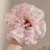 Estilo Coreano Super Grande Lazo para el Pelo de Intestino Alta Elasticidad Banda de Goma Duradera Encaje de Tacto Premium Flor para el Cabello de Niñas Cuerda para Lazo