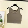 Colete Curto de Modal para Primavera e Verão Wrap Gola Redonda Ombligo Camisa Base Distinta Moda Versátil Top Feminino Costas