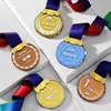 Medallas Creativas de Cristal Espejo Personalizadas de Metal de Alta Gama para Colgar en Juegos Deportivos, Premios de Competición Grupal, Souvenirs