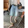 ¡Quien los usa se siente genial~! Shorts de mezclilla finos de verano para mujer, nuevos, de pierna ancha, longitud media, de cáñamo y Lyocell