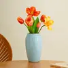 Vaso Cerâmico Chinês Ru Kiln de Shumen para Sala de Estar Arranjo de Flores Decorativo Retrô Casa Luxo Leve Recipiente de Flores de Ponta