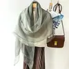 Chal Bufanda Beige Ligero y Delgado de Doble Capa Mezcla de Seda para Mujer, Chal de Abrigo de Moda para Primavera y Otoño, Bufanda de Seda de Morera