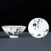 Taza de té cerámica sombrero maestro taza de té pintada a mano té individual taza de té japonés azul y blanco porcelana taza de té juego de té kung fu cuenco de té al por mayor