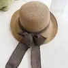 Sombrero de Paja Tejido con Lazo de Verano para Mujer de Ala Ancha Sombrero de Sol Protección Solar Sombrero de Sol Transpirable Hueco Sombrero Cubo de Pescador