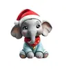 Decoraciones navideñas transfronterizas 2D planas de acrílico pequeños colgantes animales con gorros de Santa adornos festivos