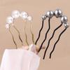 Elegante Horquilla de Perlas Horquilla de Placa de Cuatro Dientes Peineta Estilo Nacional Accesorios para el Cabello Simples Tocado Antiguo Horquilla de Cuentas Combinable