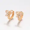 Pinzas para Orejas Huecas de Mariposa Estilo Retro Xuping, Aleación de Cobre Chapada en Color 18K, Pendientes Rusos Simples de Nicho para Mujer