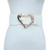 Moda Feminina Novo Estilo Cinto Decoração de Cintura Casual Fivela de Coração Couro Sintético Elástico Esticável Larga Vedação de Cintura para Casaco