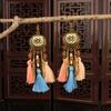 Pendientes de Plumas de Colores Estilo Étnico Bohemio, Pendientes de Perlas con Forma de Gota de Agua, Accesorios para Sesiones de Fotos, Pendientes de Estilo Étnico