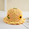 Nuevo Sombrero de Lana Tejido a Mano con Volantes de Girasol de Dibujos Animados Japoneses Lindo Estilo Pastoral Sombrero de Pescador Fresco