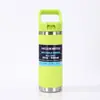 Botella aislada estilo americano transfronteriza de 18 oz, vaso de agua deportivo con popote plegable de acero inoxidable, botella espacial portátil a prueba de polvo con asa
