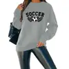 Talla Europea Otoño Europeo y Americano Sudadera de Cuello Redondo de Manga Larga para Mujer Fútbol Estampado de Leopardo Estampado de Corazón Cuello Redondo