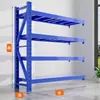 Estanterías de almacenamiento de tamaño mediano de cinco niveles, racks de almacén, racks para almacenamiento de snacks de supermercado, racks para mensajería de sótano, de pie, azules