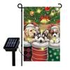 Bandera de Jardín Personalizada de Santa Claus Transfronteriza con Luces Decoración Navideña LED Solar Doble Capa Bandera Luminosa