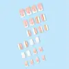 Unhas Postiças Brilhantes Francesas com Borda Branca Transfronteiriças Manicure Simples de Comprimento Médio Estilo Europeu e Americano Unhas Postiças Quadradas Europeias