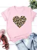 Comércio Exterior Transfronteiriço Europeu e Americano Roupas Femininas Simples Coração de Amor Gola Redonda Estampada Camiseta Feminina de Manga Curta Top