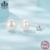 Pendientes de Tuerca de Perla de Agua Dulce Elegantes de Nicho Ai Fu Le Plata de Ley S925 Chapado en Platino Pendientes Versátiles para el Trabajo para Mujer