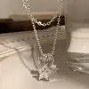 Collar con Colgante de Estrella y Borlas de Alta Gama para Mujer, Nicho, Exquisito, Personalidad Única, Moda Versátil, Cadena para el Cuello, Cadena para la Clavícula