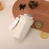 Nova Caneca de Café com Cordão Cor Macaron Isolada a Vácuo Simples para Carro Portátil Camping Corpo Reto 304
