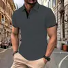 Camiseta Nueva de Verano para Hombre Moda Sencilla Versátil Camiseta de Manga Corta Cuello de Canalé con Botones Polo Deportivo