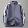 Suéter de Tricô com Meio Zíper e Gola Alta para Homens, Versátil, Moderno, Moda Preguiçosa, Design Casual, Suéter Color-Blocking