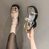 Sandálias de cunha plataforma feminina verão novo Rivet dedo aberto salto alto sapatos romanos sapatos de praia ao ar livre