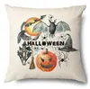 Funda de Almohada Halloween Calabaza Divertida Transfronteriza Amazon Estampado de Lino Funda Decorativa para Cojín de Sofá del Hogar