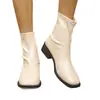 Botas femininas estilo Martin com bico redondo e salto grosso, botas versáteis para primavera e outono de 2026, novas botas elásticas justas de cano médio estilo europeu e americano