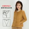 Nueva Chaqueta Acolchada Ligera de Otoño e Invierno con Cuello en V Forro Manga Larga para Mujer Corta Cuello Redondo Talla Grande Ropa Interior Exterior Chaleco Cálido