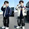 Chaqueta Infantil de Doble Cara Primavera y Otoño Nuevo Estilo Moda de Otoño Elegante para Niños Medianos y Grandes Ropa Deportiva de Moda Cardigan con Cuello Alto de Moda
