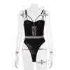 Lencería Sexy de Estilo Nuevo de Venta Caliente Europeo y Americano, Ajustada, con Espalda Hueca Descubierta con Tirantes, Traje Sexy de Plástico Ajustado