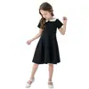 Vestido de Color Sólido con Cuello de Muñeca para Niños de Fuente de Fábrica, Lindo Vestido Estilo Academia para Niñas, Ropa Infantil Vestido de Princesa