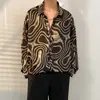 Camisa floral retro vintage estilo Hong Kong para hombres y mujeres, marca de moda de verano, hawaiana casual de corte holgado, chaqueta camisa de manga larga para pareja